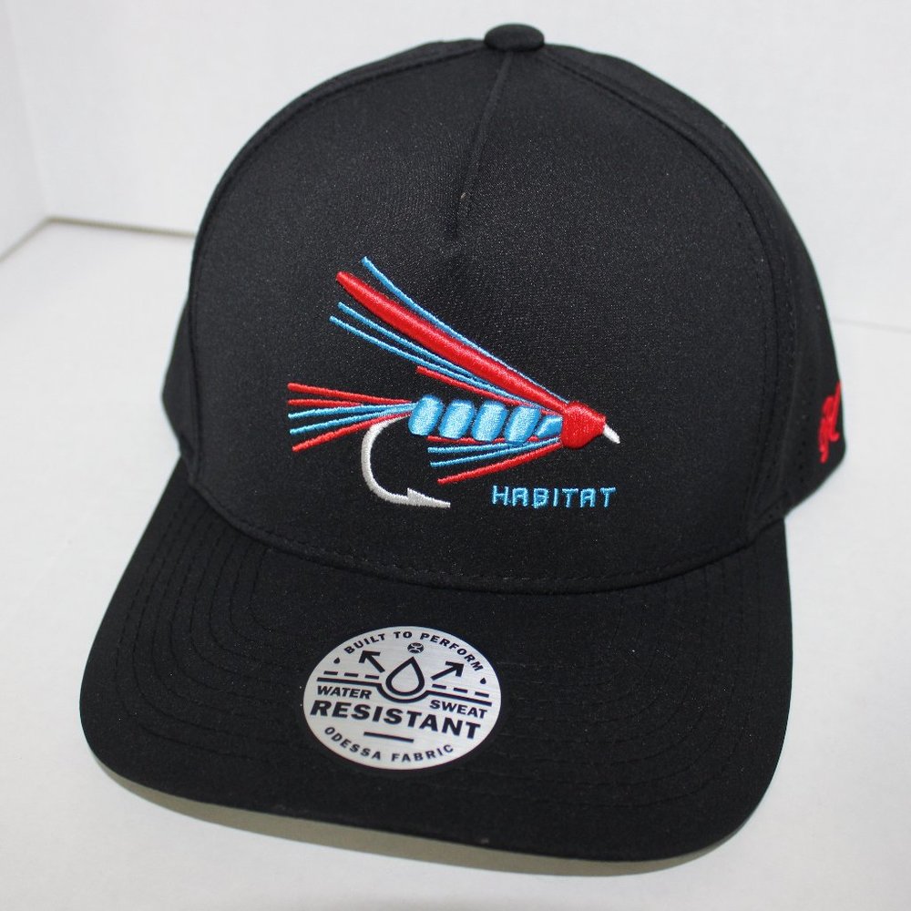 Hooey "Habitat" Black Hat with Fishing Lure Logo in Red, Blue & Grey / Snapback